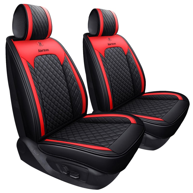أغطية مقاعد السيارة الأمامية للنساء من Aierxuan جلد مقاوم للماء عالمي ل Rav4 Kia Sorento Pilot Hrv Ridgeline Odyssey Chr Ford Ranger Edge Chevy Equinox VW2 قطع أمامية باللون الأسود والأحمر
