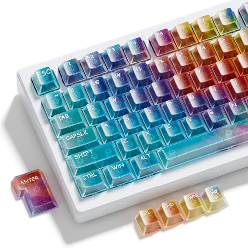 OHY XVX Gorgeous-View Cherry Profile PC Transparent Keycaps, 119 Keys Shine Through Keycap Set, Clear Keycaps for Mechanical Keyboard (MX Switches & Clones Compatible)-Skyglow(only Key caps) - Image 1