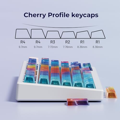 OHY XVX Gorgeous-View Cherry Profile PC Transparent Keycaps, 119 Keys Shine Through Keycap Set, Clear Keycaps for Mechanical Keyboard (MX Switches & Clones Compatible)-Skyglow(only Key caps) - Image 4