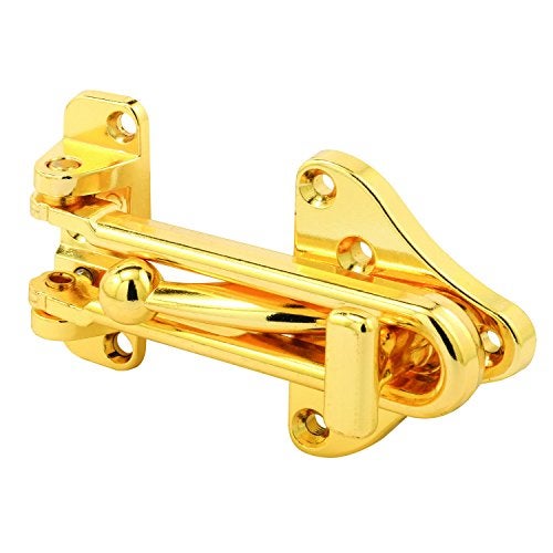 Defender Security Prime-Line U 11315 Swing Bar Door Guard With High Security Auxiliary Lock, Brass Finish (Single Pack) - Image 1