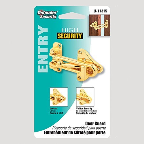 Defender Security Prime-Line U 11315 Swing Bar Door Guard With High Security Auxiliary Lock, Brass Finish (Single Pack) - Image 3