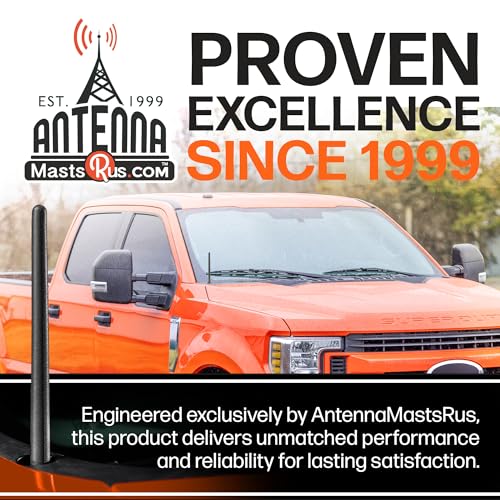 AntennaMastsRus Short Antenna Replacement for Ford F-250 (2017-2025) USA Stainless Steel Threading, Car Wash Proof, Enhanced Reception 6 3/4 Inch Rubber Truck Antenna with Internal Copper Coil - Image 2