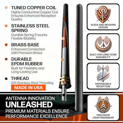 AntennaMastsRus Short Antenna Replacement for Ford F-250 (2017-2025) USA Stainless Steel Threading, Car Wash Proof, Enhanced Reception 6 3/4 Inch Rubber Truck Antenna with Internal Copper Coil - Image 3