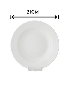 Dania 6 plain white deep porcelain plates for buffets, dining rooms and all uses, size 21 cm  - Image 1