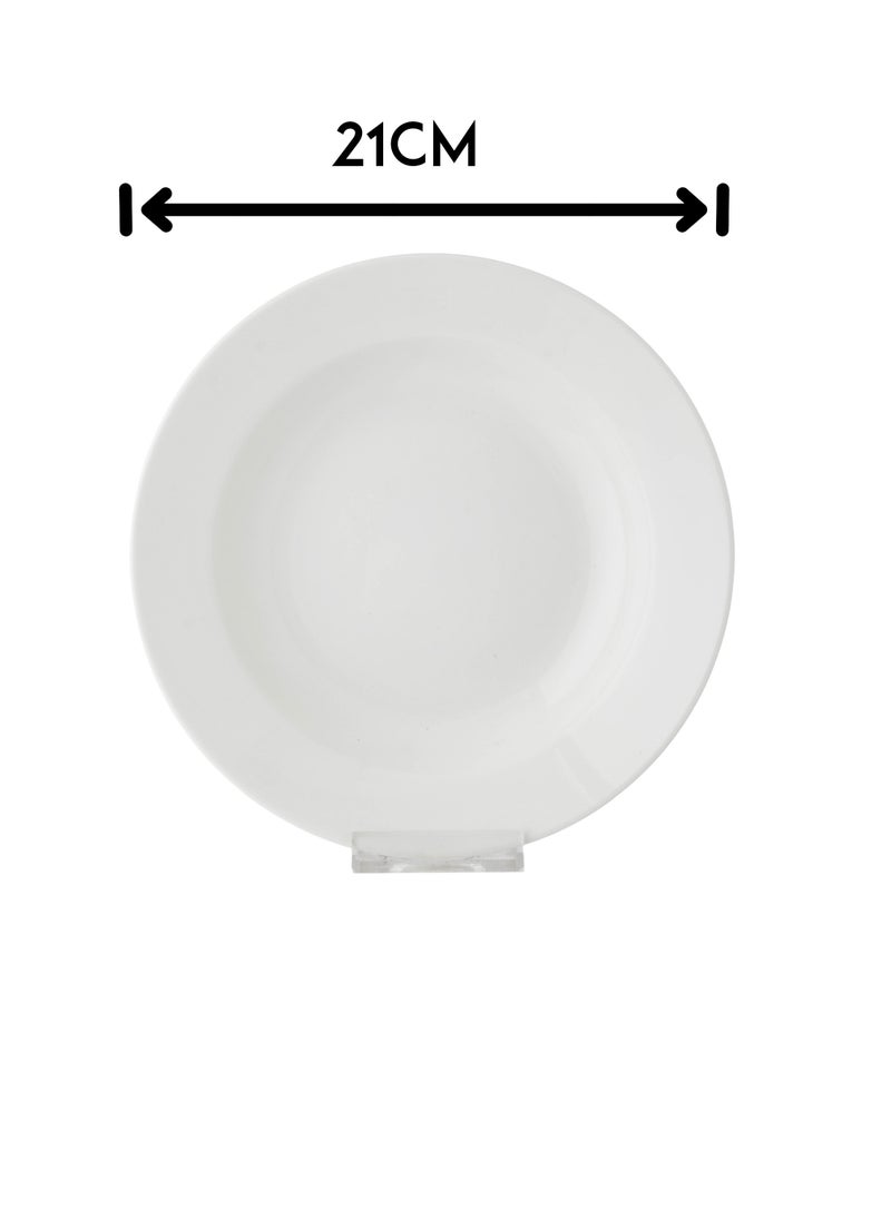 Dania - 6 plain white deep porcelain plates for buffets, dining rooms and all uses, size 21 cm - Image 1