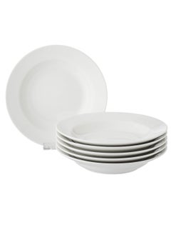 Dania 6 plain white deep porcelain plates for buffets, dining rooms and all uses, size 21 cm  - Image 2