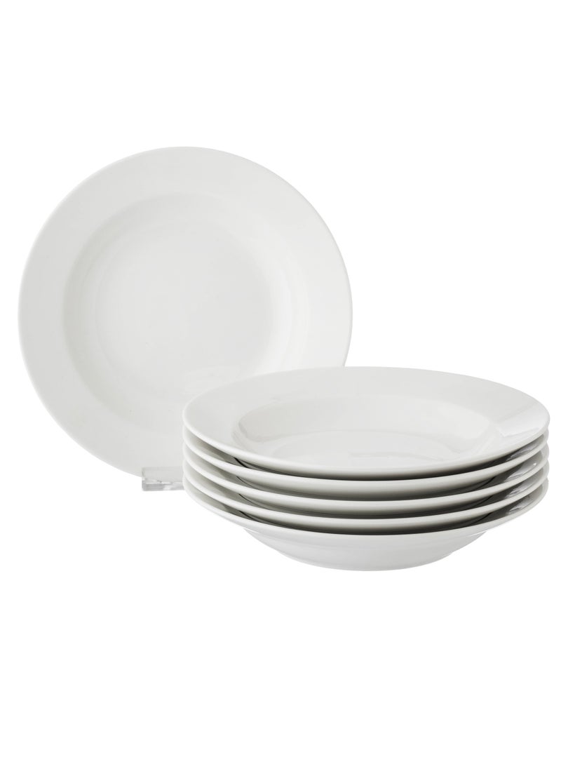 Dania - 6 plain white deep porcelain plates for buffets, dining rooms and all uses, size 21 cm - Image 1