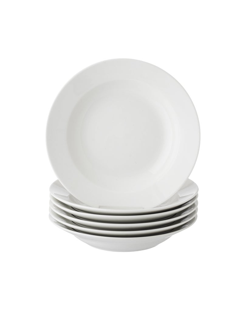 Dania - 6 plain white deep porcelain plates for buffets, dining rooms and all uses, size 21 cm - Image 1