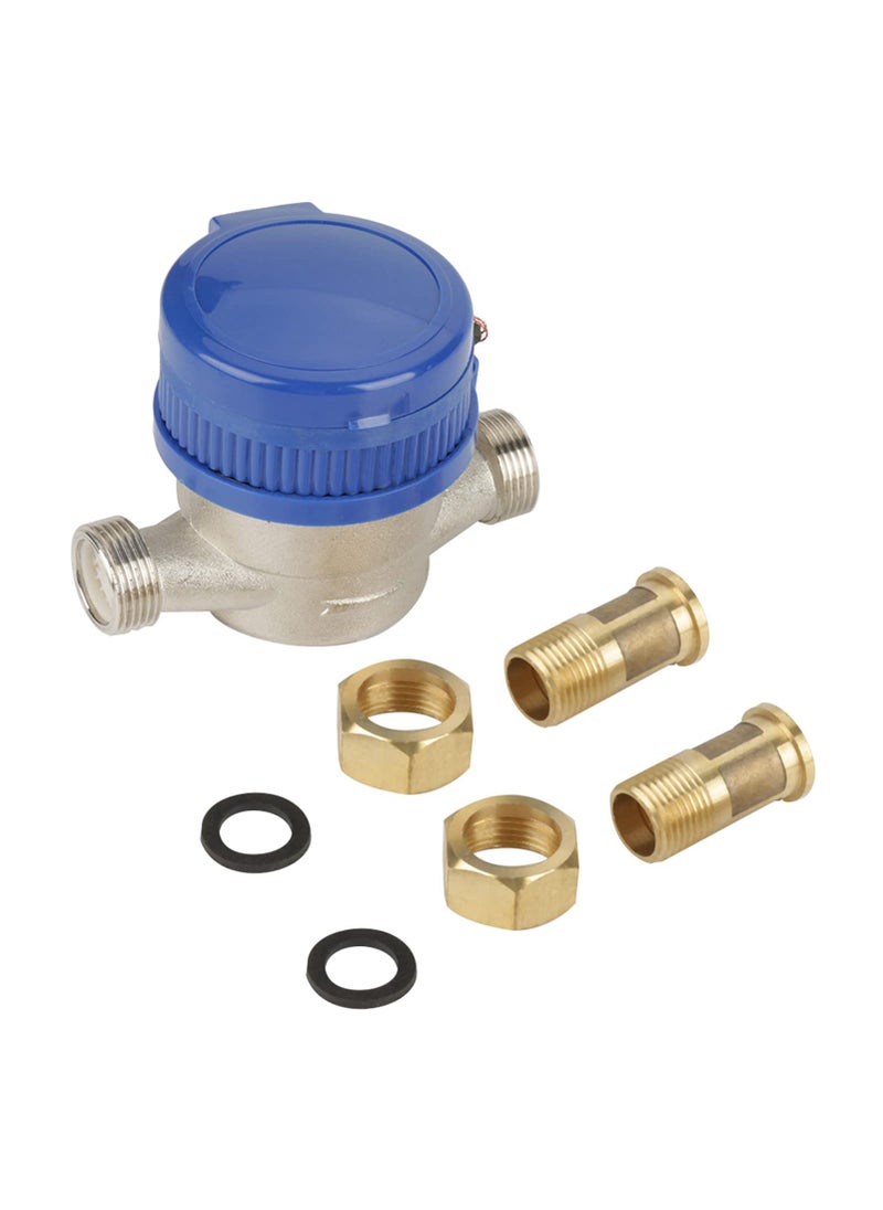Walfront Cold Water Meter 15mm 12 inch Arbitrary Rotation Function Water Meter with Fittings for Garden  Home Usage 