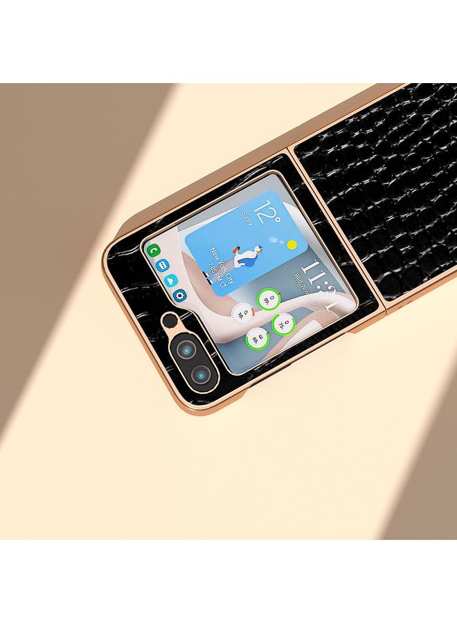 اس-توب جراب لهاتف Samsung Galaxy Z Flip5 مصنوع من جلد التمساح الأصلي مع طلاء كهربائي نانوي - Image 5