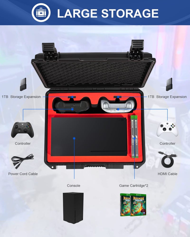 DEVASO Hard Carrying Case Compatible with Xbox Series X, Professional Deluxe Waterproof and Soft Lining Hard Case for Xbox Series X Console, Controllers, Headset and Other Accessories - Image 2