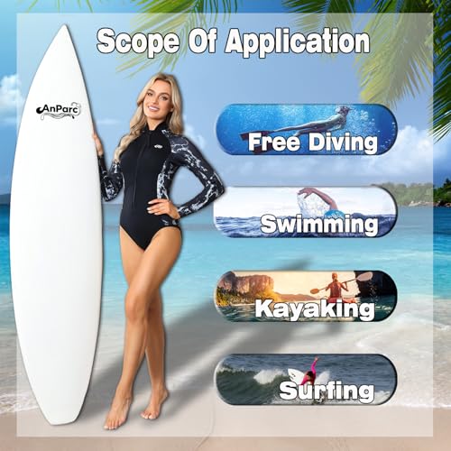 Anparc Wetsuit Women 3mm Neoprene Shorty Wet Suit for Women Cold Water Swimming Long Sleeve Diving Suits with Front Zipper UV Protection for Swimming Diving Snorkeling Medium - Image 3
