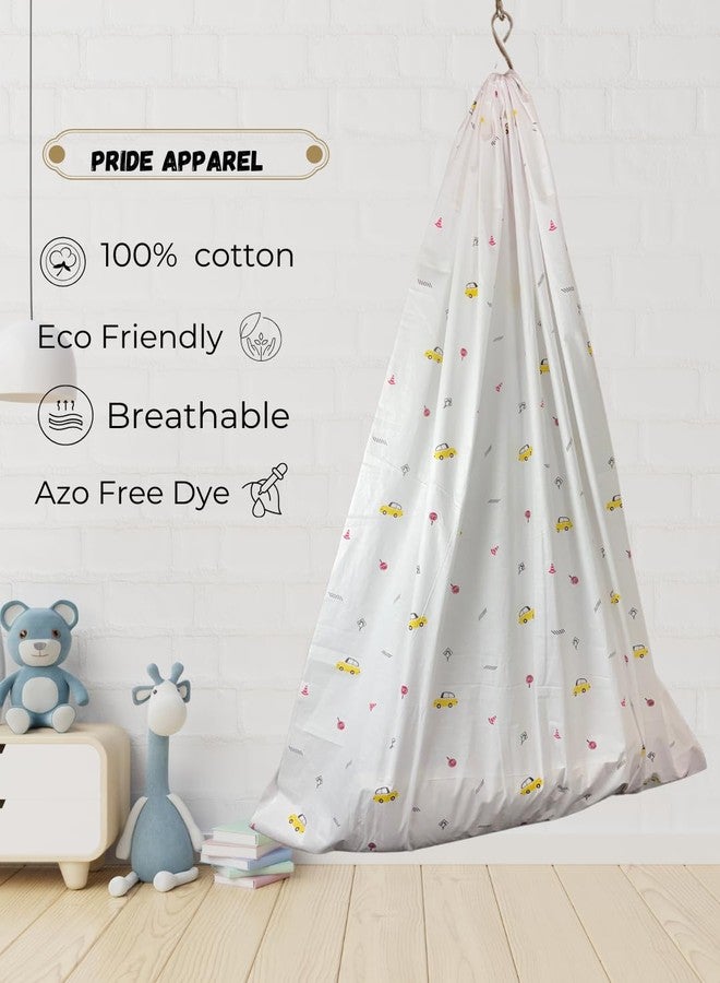 Pride Apparel -Baby Cradle Thottil Cotton Cloth, Newborn 0 to 3 Years| Large Width for Heavy and Tall Babies-3 Meters (Yellow Car) - Image 2