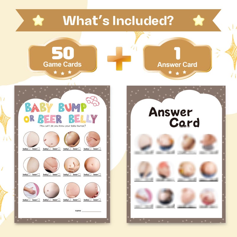 OLOUTAB Baby Shower Games for Boy or Girl - Beer Belly or Baby Bump Game(50 Cards),Gender Neutral,Thick Paper,Hilarious,Fun and Easy to Play - Image 2