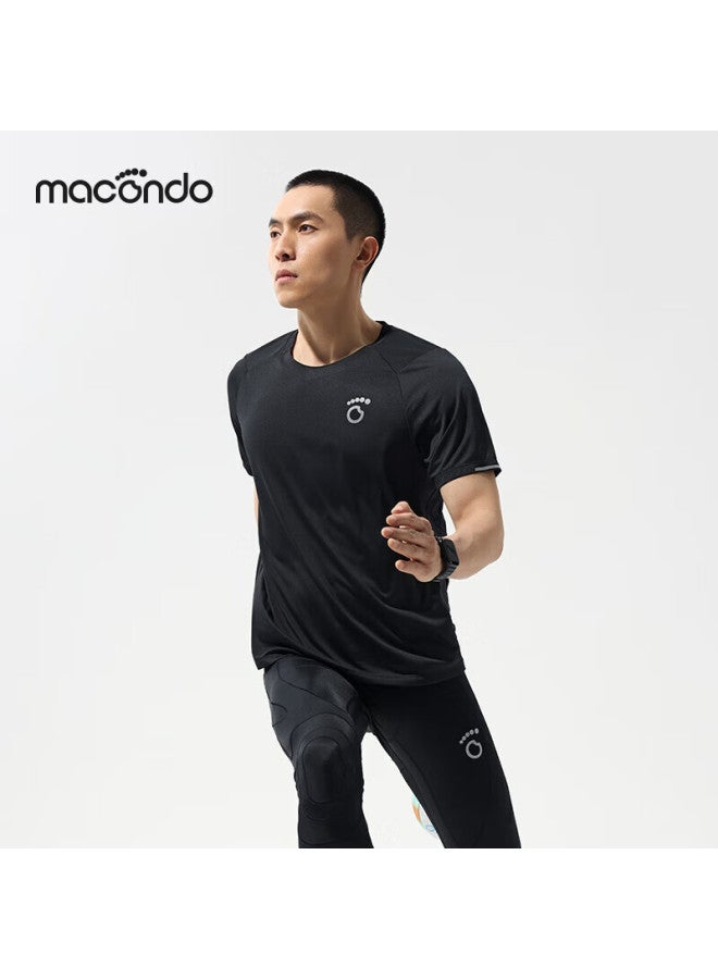Macondo Antibacterial Short-sleeve T-shirt With Silver Ions, One-piece Structure For Night Running, Reflective Black Men's 3XL - Image 3
