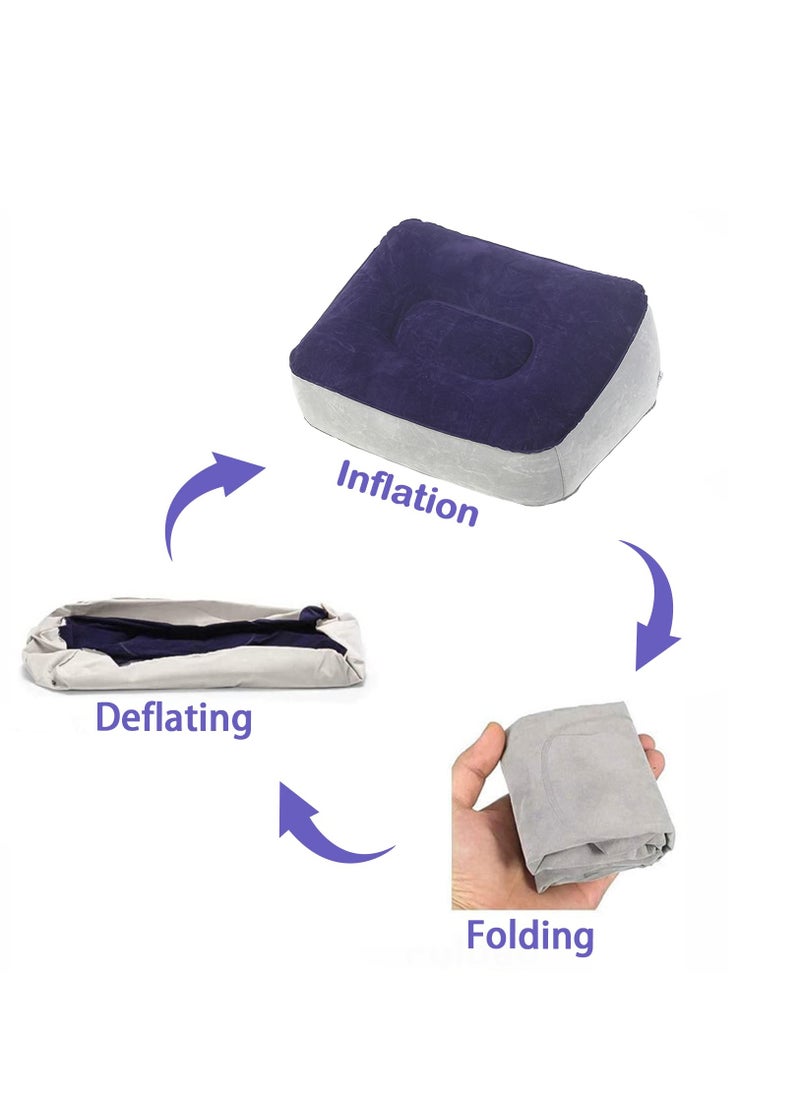 Generic - PVC Inflatable Foot Pad Pillow Travel Foot Rest Flocking Pillow Relax Cushion - Image 1