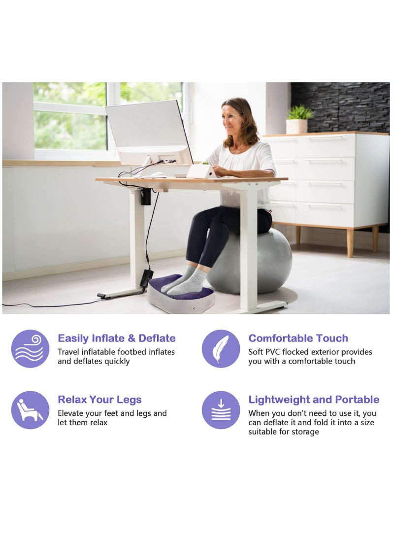 Generic - PVC Inflatable Foot Pad Pillow Travel Foot Rest Flocking Pillow Relax Cushion - Image 1