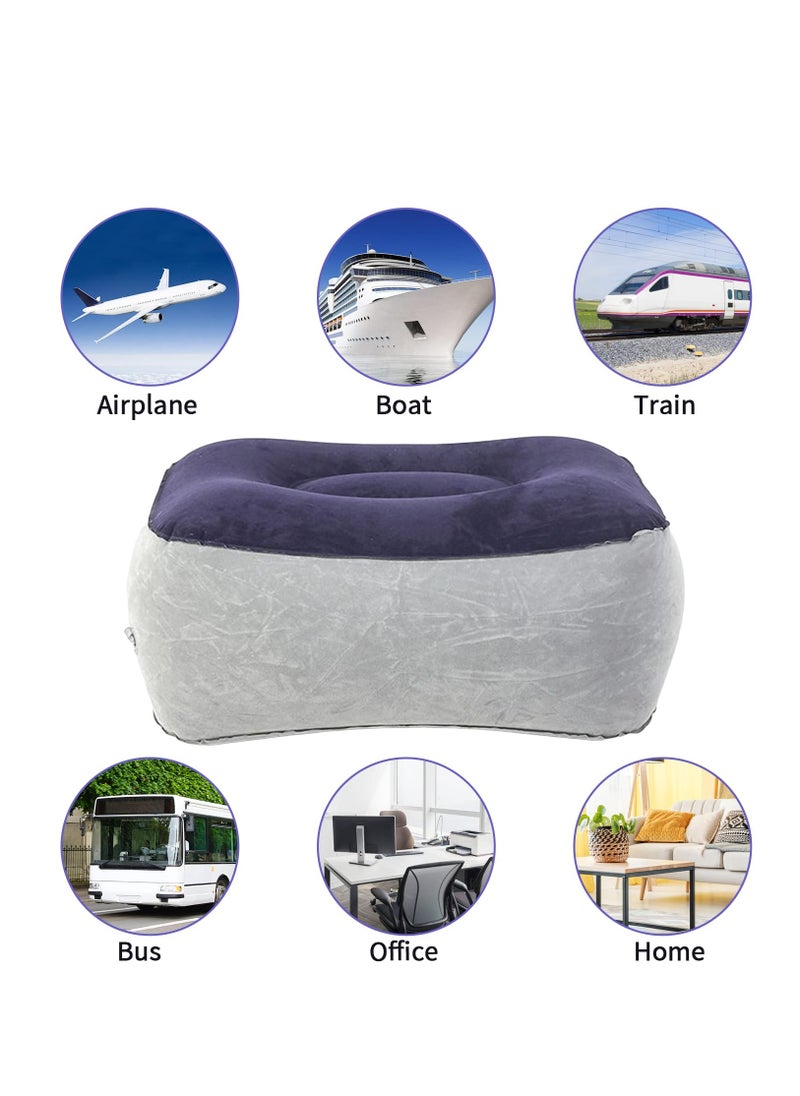 Generic - PVC Inflatable Foot Pad Pillow Travel Foot Rest Flocking Pillow Relax Cushion - Image 1