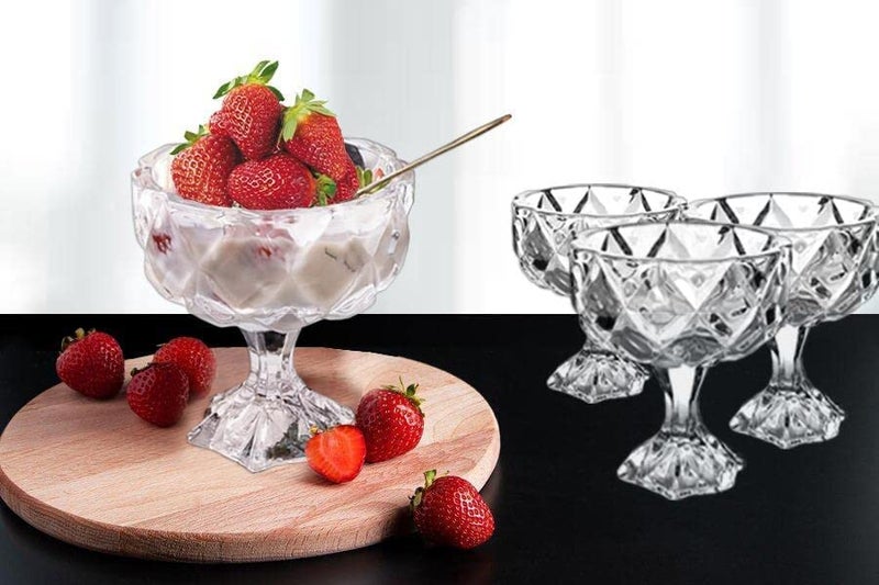 VISMII Glass Ice Cream Bowl Set Small Glass Dessert Cups for Trifle Parfait Sundae and Nuts Mini Footed Dessert Cups Clear Glass Fruit Parfait Cups LeadFree Glass Trifle Bowl 2pc Clear - Image 4