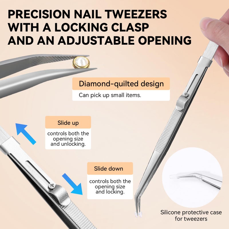 ESUOHYM 9 PCS Rhinestone Picker Tool Set,Rhinestone Applicator Wax Pencil for Nails,Gem Picker Tools and Tray,Adjustable Tweezers With Silicone Pressing Heads,Bedazzling Tools for Diy Design - Image 5