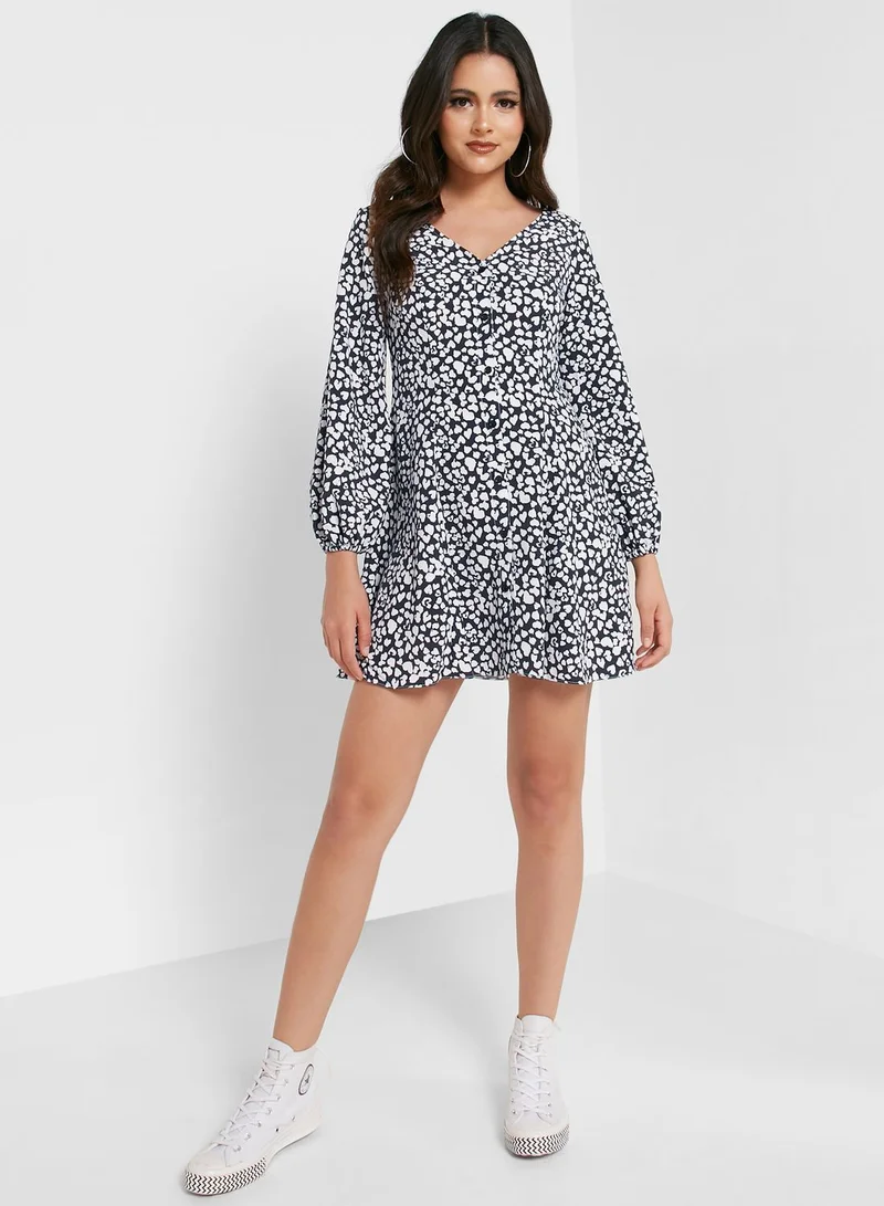 Miss Selfridge Plunge Neck Printed Dress