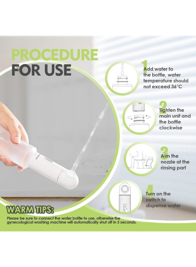 Luckam Portable Bidet, 350ml Electric Handheld Bidet with USB-C Charging, Rechargeable Personal Hygiene Sprayer for Travel, Postpartum Care, and Post-Poo Cleaning, Mini Travel Essential (White) - Image 4