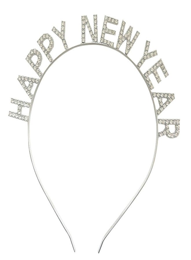 Gosuoa Happy New Year Headbands for Women, Rhinestone New Years Eve Headband, New Years Hair Accessories, Silver - Image 1