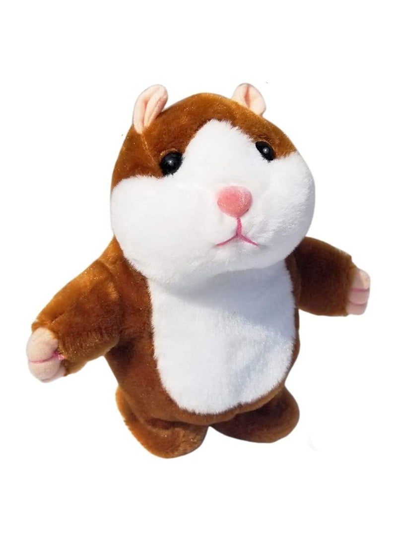 Y&D Plush Hamster Toy, Talking and Nodding Mouse Toy Cute Speak Sound Record Educational for Children Light Brown 18cm  - Image 1