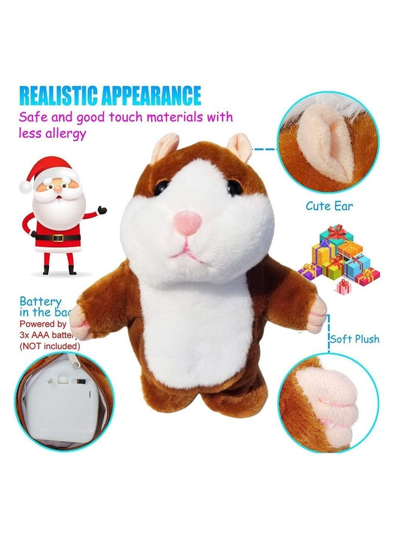 Y&D Plush Hamster Toy, Talking and Nodding Mouse Toy Cute Speak Sound Record Educational for Children Light Brown 18cm  - Image 2