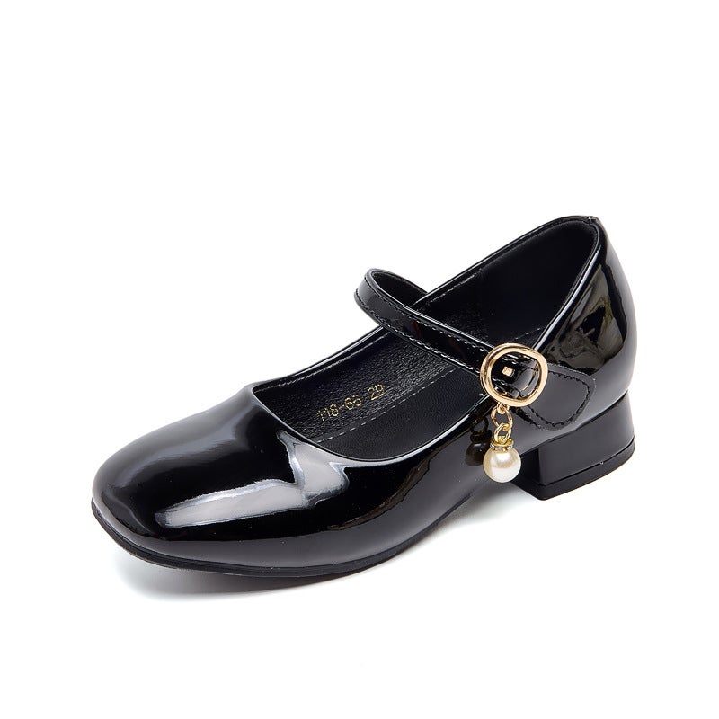 2026 Girls'' High Heels Spring and Autumn Children''s Leather Shoes with Dressy Outfits Little Girls'' Mary Jane Fashion Shoes 8-12 Years Old - Image 1