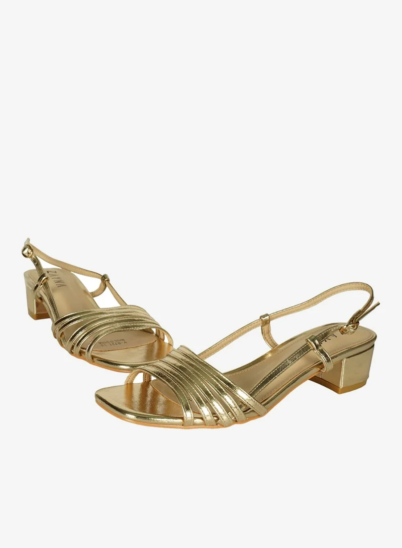 ZAYNA 221-7 Zayna Ladies  Mid Heel Backstrap  Sandals Y-0721 Gold