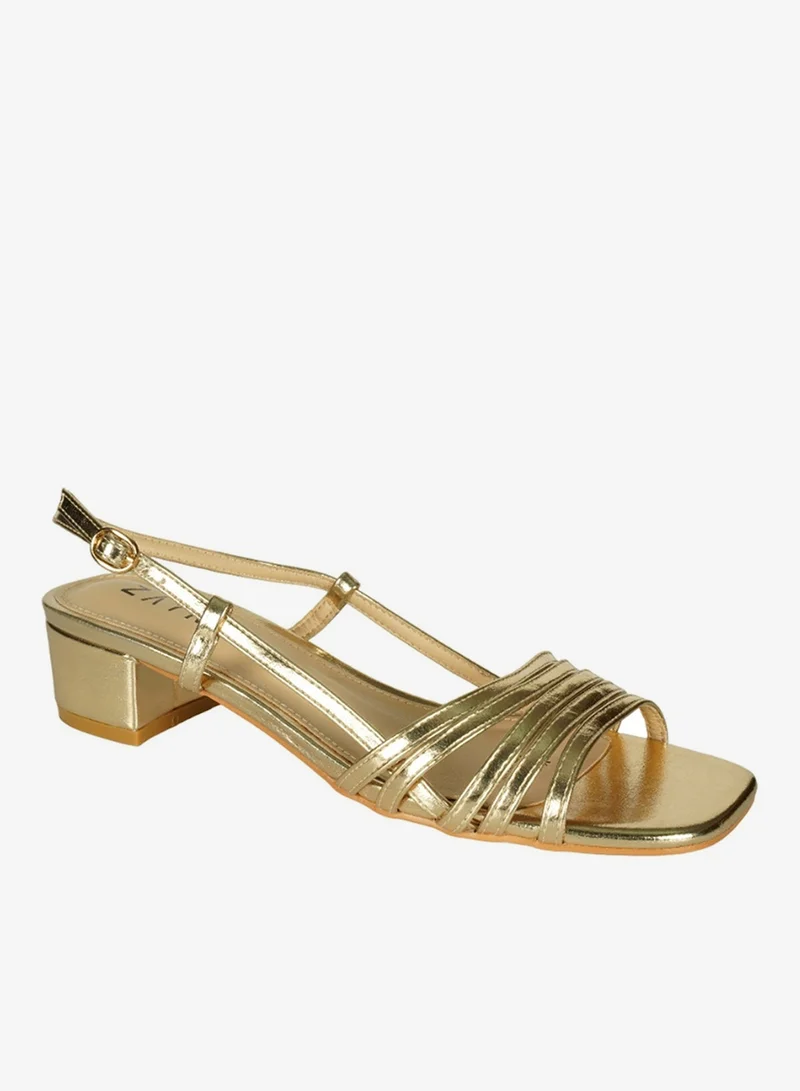 ZAYNA 221-7 Zayna Ladies  Mid Heel Backstrap  Sandals Y-0721 Gold