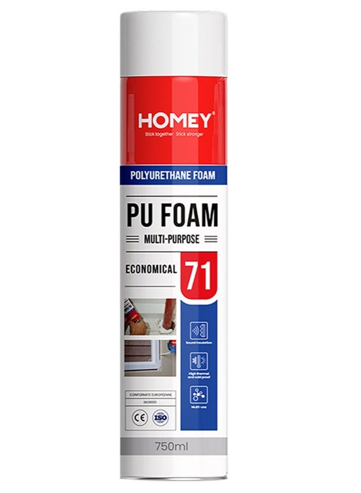 Homey Polyurethane Foam Spray 71 Polyurethane Foam for Sealing and Filling Hole, Pack, Sponge, Multipurpose, Polyurethane Foam 1 Pack - Image 1