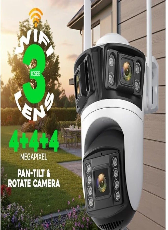 MAYUMI 8 LED Full-Color Night Vision | 360° PTZ | Motion Tracking | Human Detection | Two-Way Audio | Waterproof CCTV for Home & Office | 4+4+4MP Triple Lens WiFi Outdoor Security Camera - Image 4