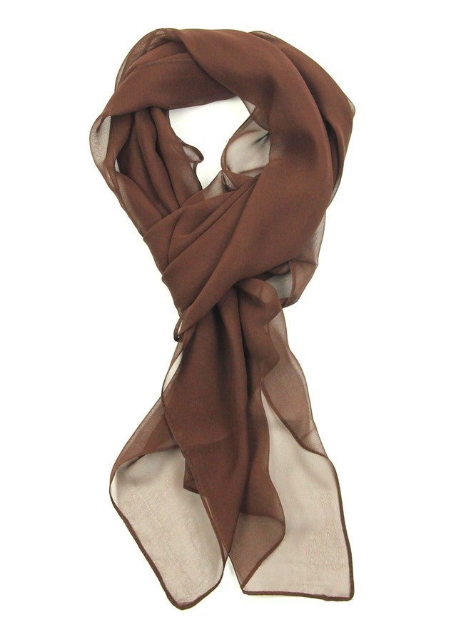PANTONIGHT Long brown plain chiffon scarf lightweight - Ladies Sheer Silky Brown Scarf for Women Solid,Soft,fashion and for Spring 060 - Image 5