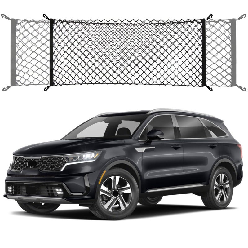 Trunk Cargo Net Compatible with KIA Sorento New 2025 2024 2023 2022 2021 LX S EX SX PHEV Envelope Style Car Rear Nylon Mesh Tailgate Netting