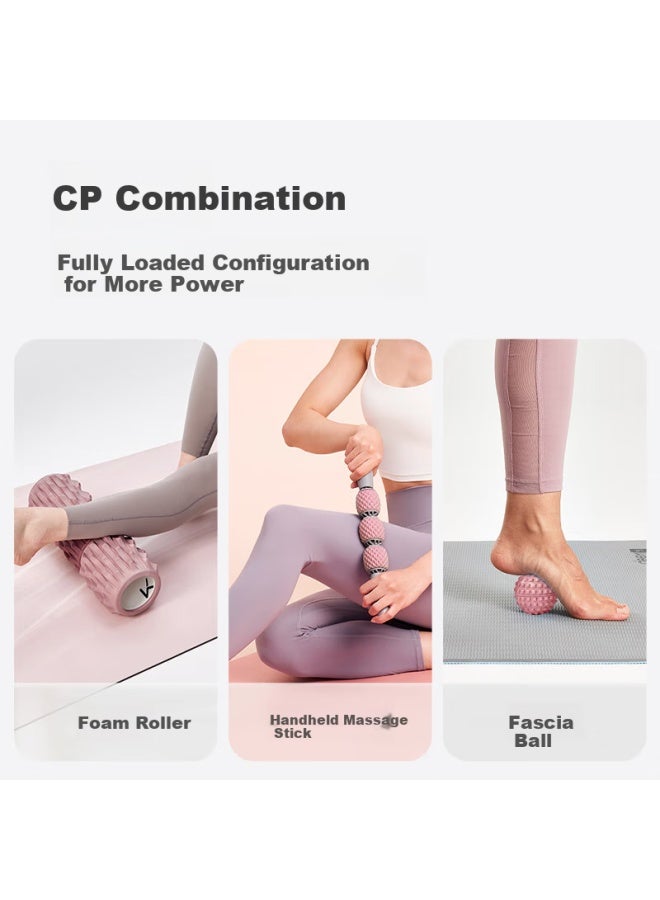 Keep Foam Roller With Spiky Ball For Leg Muscle Relaxation Professional Fitness Yoga Roller Massage Stick Set In Dusk Grey - Image 5