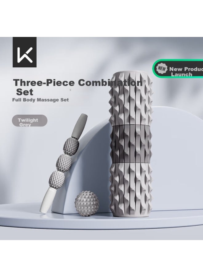 Keep Foam Roller With Spiky Ball For Leg Muscle Relaxation Professional Fitness Yoga Roller Massage Stick Set In Dusk Grey - Image 1