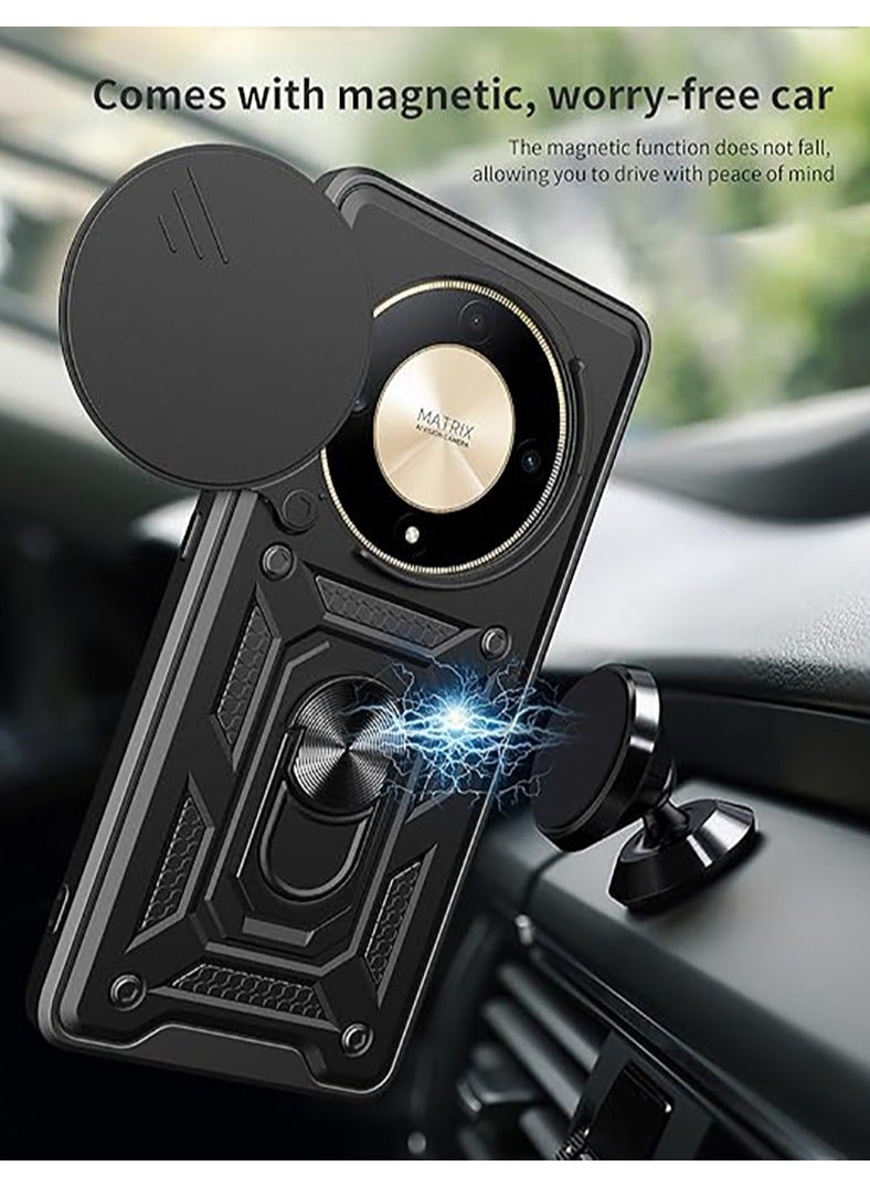 جراب غطاء منزلق لعدسة الكاميرا لهاتف Honor x9B، غلاف محمي مدرع مع حامل جراب مغناطيسي يدعم - Image 4