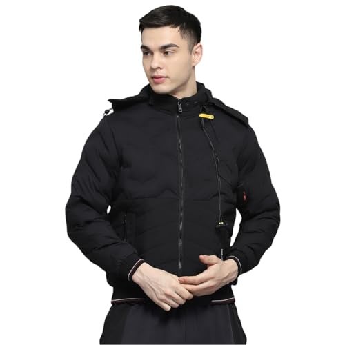 Monte Carlo Mens Solid Black Detachable Hood Full Sleeve Jacket - Image 1