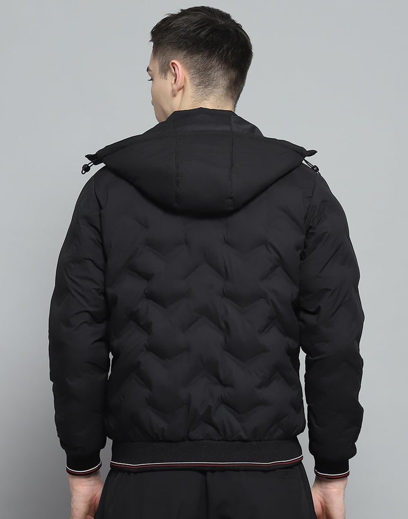 Monte Carlo Mens Solid Black Detachable Hood Full Sleeve Jacket - Image 5