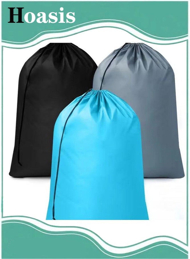 Hoasis 3pcs Laundry Bag 23.6*35.4 inch Hamper Liner, Laundry Sacks with Drawstrings Extra Large Laundry Bags Heavy Duty Dirty Clothes Storage Bag for Laundry Home Dorm three color mix - Image 1