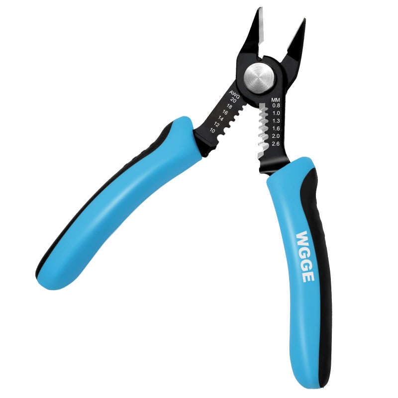 WGGE Wire Cutters Precision Flush Pliers with Supplementary Stripping Cutting Pliers Handy and Slim Diagonal Cutters Ultra Sharp Wire Cutter 1020AWG wire stripper 6 inch