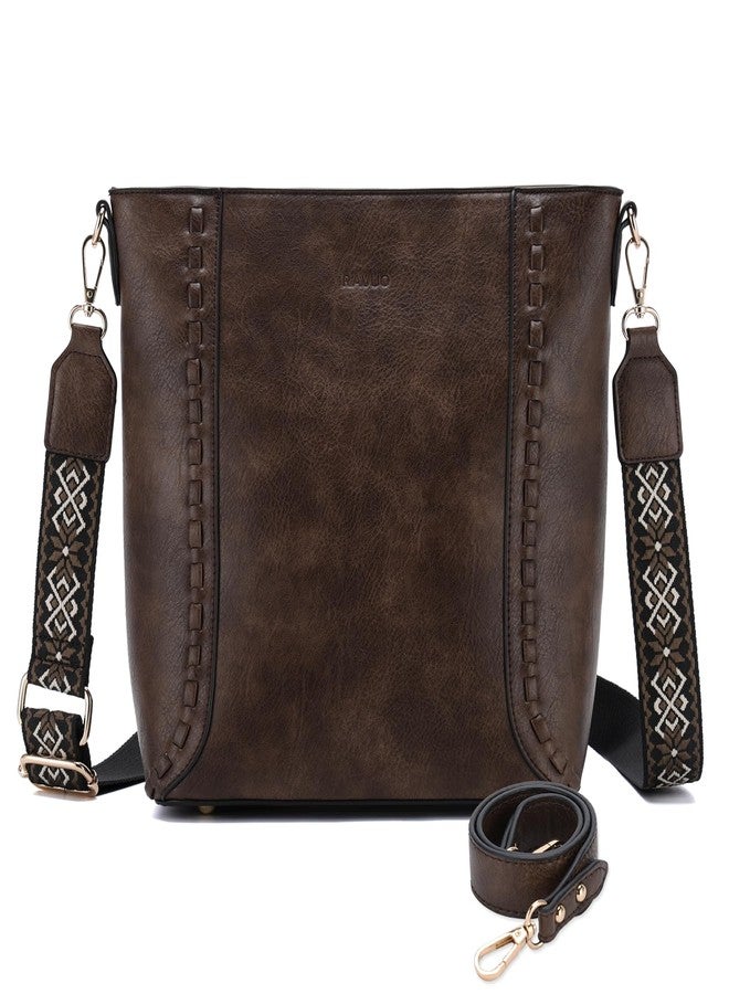 RAVUO Handbag for Women, Ladies Retro Bucket Tote Vegan Leather Shoulder Crossbody Bag for Casual Business Work Coffee - Image 1