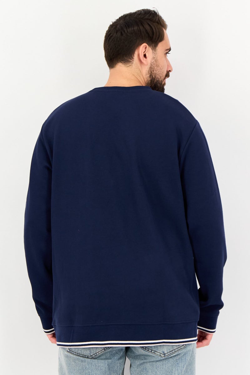 Celio Men Crew Neck Textured Long Sleeve Sweater, Navy - Image 2