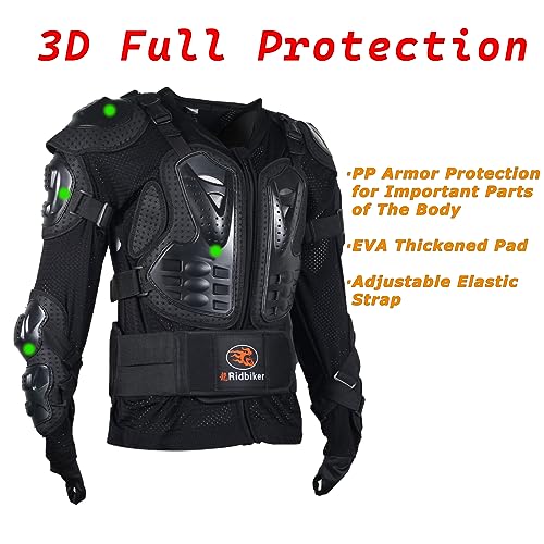 Ridbiker Motorcycle Full Body Armor Protector Removable Racing Jacket Motocross Spine Chest Motocross Protective Shirt (Black, XXXXL) - Image 3