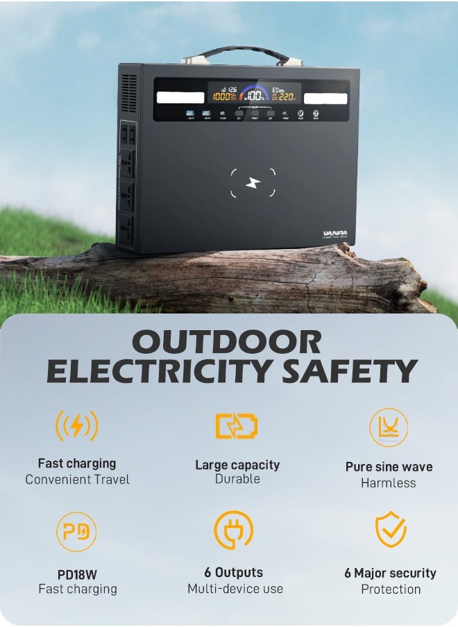 VANPA - Portable Power Station 1000W Max 960WH Pure Sine Wave Lithium Battery AC 220V Output  Backup Powerbank Solar Generator For Camping - Image 1