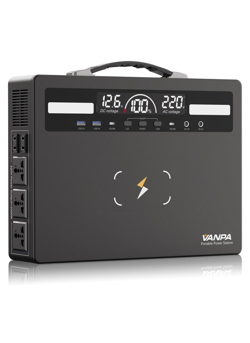 VANPA - Portable Power Station 1000W Max 960WH Pure Sine Wave Lithium Battery AC 220V Output  Backup Powerbank Solar Generator For Camping - Image 1