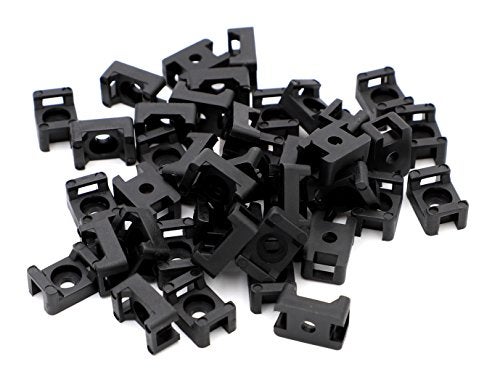iExcell 100 Pcs Black 4.5mm Cable Tie Base Saddle Type Mount Wire Holder - Image 1