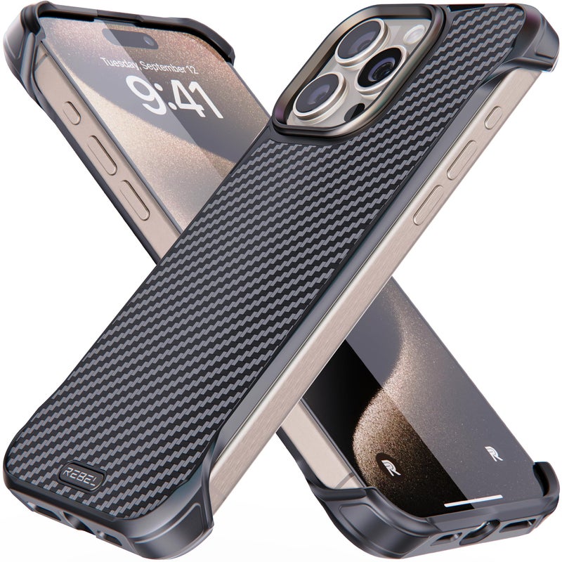 REBEL Case for iPhone 15 Pro Max [Flex Series] Exposed Sides for Comfort, Aramid Fiber, Strong MagSafe Compatible, Shockproof, Metal Lens, Protective Frameless Design, 6.7 Inch Phone 2023 (Flex) - Image 1